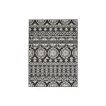 Benzara Machine Woven Fabric Rug with Tribal Pattern, Medium, Gray and White