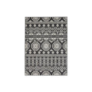 Benzara Machine Woven Fabric Rug with Tribal Pattern, Medium, Gray and White
