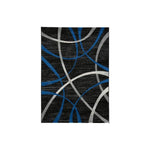Benzara Machine Woven Fabric Rug with Swirls Pattern, Medium, Black and Blue