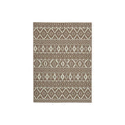 Benzara Flatweave Fabric Rug with Trellis Pattern, Medium, Brown and Cream