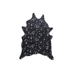 Benzara Faux Fur Rug with Cut Out Edges and Dotted Design, Medium, Black and White