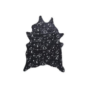 Benzara Faux Fur Rug with Cut Out Edges and Dotted Design, Medium, Black and White