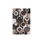 Benzara Machine Woven Fabric Rug with Circular Pattern, Medium, Brown and Cream