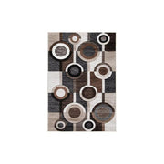 Benzara Machine Woven Fabric Rug with Circular Pattern, Medium, Brown and Cream