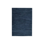 Benzara Rectangular Polyester Rug with Irregular Stripes, Large, Blue
