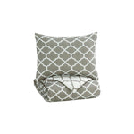 Benzara 2 Piece Twin Comforter Set with Quatrefoil Design, Gray and White
