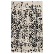 Benzara Machine Woven Fabric Rug with Abstract Pattern, Medium, Black and Off White