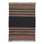 Benzara Hand Woven Fabric Rug with Stripes and Fringes, Medium, Black and Brown