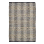 Benzara Hand Woven Fabric Rug with Chevron and Checkerboard Pattern, Medium, Gray