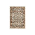 Benzara Rectangular Polypropylene Rug with Medallion Pattern, Large, Brown