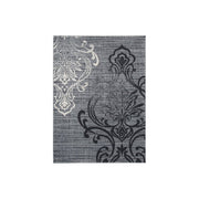 Benzara Rectangular Polypropylene Rug with Damask Prints, Large, Gray and Black
