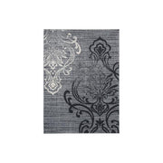 Benzara Rectangular Polypropylene Rug with Abstract Pattern, Medium, Gray and Beige