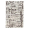 Benzara Rectangular Polyester Rug with Window Pane Design, Medium, Gray and White