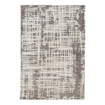 Benzara Rectangular Polyester Rug with Window Pane Design, Medium, Gray and White