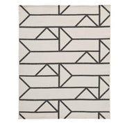 Benzara Rectangular Polypropylene Rug with Geometric Pattern, Large, Beige and Black
