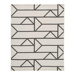 Benzara Rectangular Polypropylene Rug with Geometric Pattern, Medium, Beige and Black