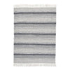 Benzara Rectangular Polypropylene Rug with Fringes and Stripe pattern, Medium, Gray