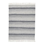 Benzara Rectangular Polypropylene Rug with Fringes and Stripe pattern, Medium, Gray