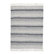 Benzara Rectangular Polypropylene Rug with Fringes and Stripe pattern, Medium, Gray