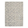 Benzara Rectangular Rug with Geometric Pattern and Woolen Pile, Medium, Gray