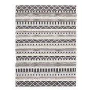 Benzara Rectangular Woolen Rug with Tribal Pattern, Medium, Gray and Cream