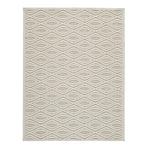 Benzara Rectangular Polypropylene Rug with Geometric Pattern, Medium, Beige