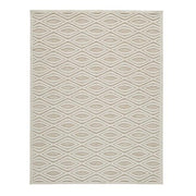 Benzara Rectangular Polypropylene Rug with Geometric Pattern, Medium, Beige