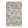 Benzara Polypropylene Rug with Tied Fringes and Diamond Pattern, Medium, Beige