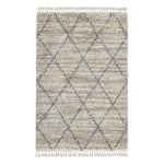 Benzara Polypropylene Rug with Tied Fringes and Diamond Pattern, Medium, Beige
