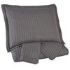 Benzara 3 Piece Fabric King Coverlet Set with Vertical Channel Stitching, Gray