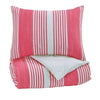 Benzara 2 Piece Fabric Twin Duvet Cover Set with Striped Design, Pink and White