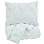 Benzara 3 Piece Fabric King Comforter Set with Puffed Details, White