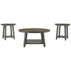 Benzara 3 Piece Occasional Table Set with Open Bottom Shelf, Antique Gray