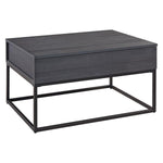 Benzara 19" Wood and Metal Lift Top Cocktail Table, Gray and Black