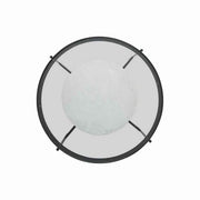 Benzara Glass Top Round Cocktail Table with Marble Shelf, Black and White