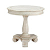 Benzara Wooden Round Accent Table with Pedestal Base, Antique White