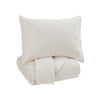 Benzara Fabric Upholstered 3 Piece Queen Quilt Set with Diamond Quilting, Ivory