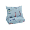 Benzara Aircraft Print Fabric Upholstered 2 Piece Full Quilt Set, Multicolor