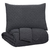 Benzara 3 Piece Quilted Texture King Coverlet Set, Charcoal