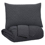 Benzara 3 Piece Quilted Texture King Coverlet Set, Charcoal