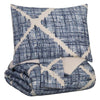 Benzara 3 Piece Fabric Queen Comforter Set with Pleated Design, Gray