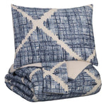 Benzara 3 Piece Fabric Queen Comforter Set with Pleated Design, Gray