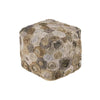 Benzara Fabric Square Shaped Pouf with Handsewn Rose Pattern, Gray and Brown