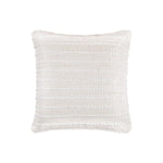 Benzara Fabric Pillow with Handwoven Design and Zipper Closure, Set of 4, Cream