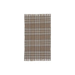 Benzara Flat Woven Fabric Rug with Stripes and Plaids Pattern, Large, Brown