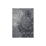 Benzara BM227668 Machine Made Fabric Rug with Floral Motifs, Medium, Gray and Black