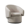 Benzara Curved Padded Back Accent Chair with Tubular Round Base, Beige