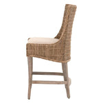 Benzara Wicker and Fabric Counter Stool with Wood Frame, Set of 2, Brown and Gray