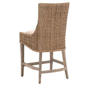 Benzara Wicker and Fabric Counter Stool with Wood Frame, Set of 2, Brown and Gray