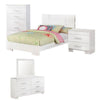 Benzara Contemporary 5 Piece Glossy Wooden Full Bedroom Set, White